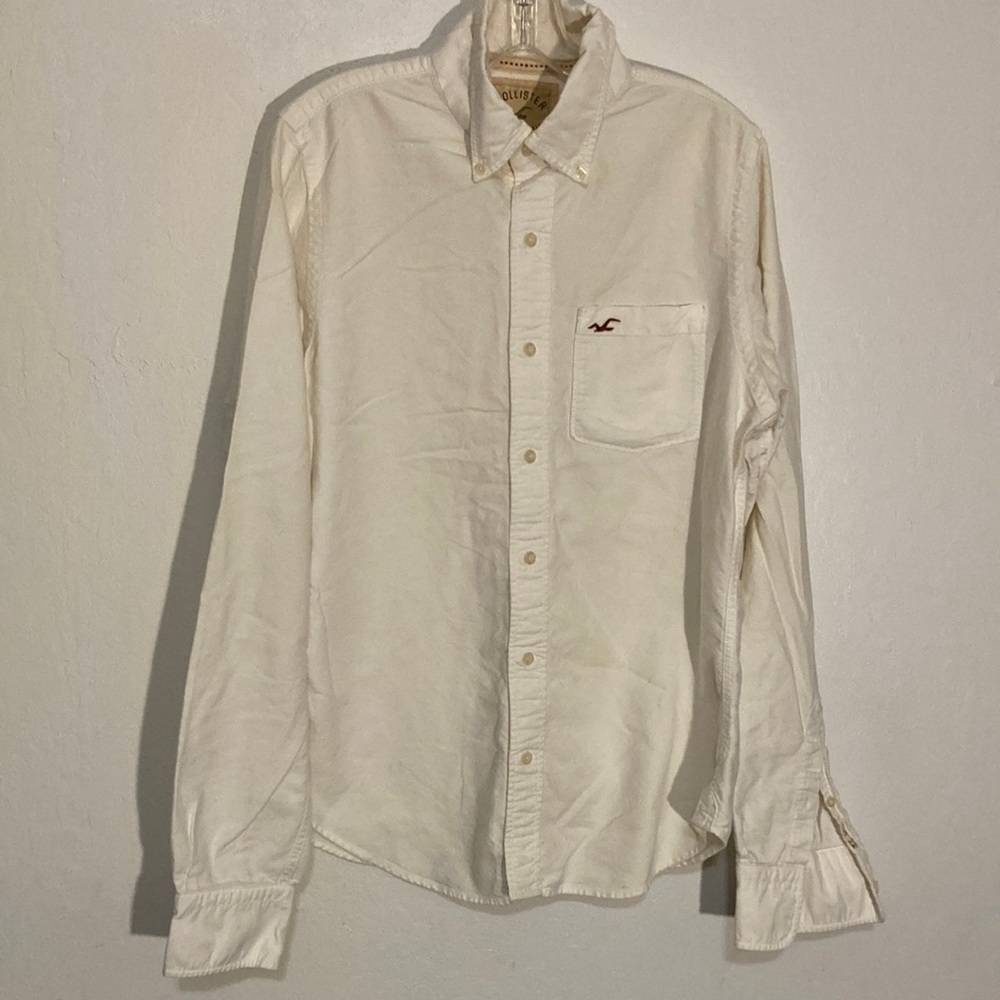 Men’s slim fit 100% cotton Hollister white dress shirt M